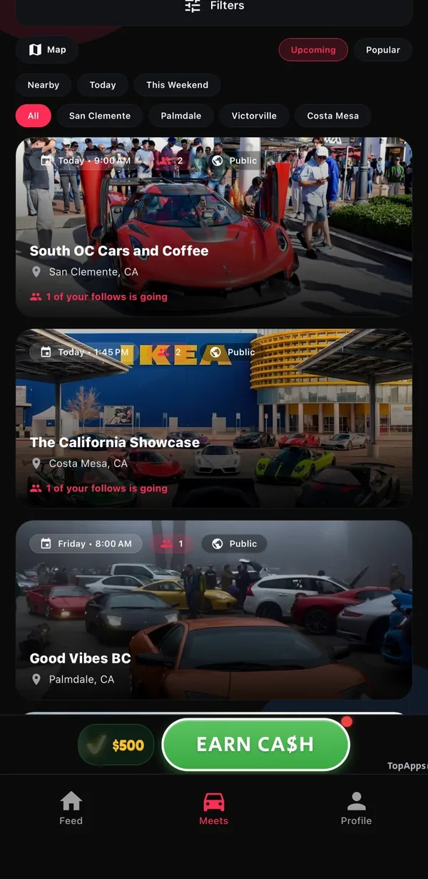 Boosted meets discovery feed with nearby car events