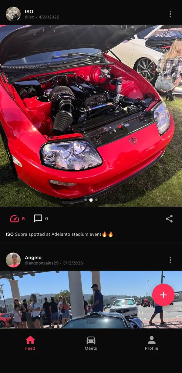 Boosted community feed showing member car posts